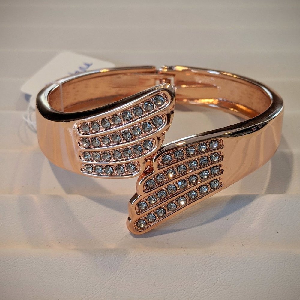 White Austrian Crystal Angel Wing Cuff Bracelet